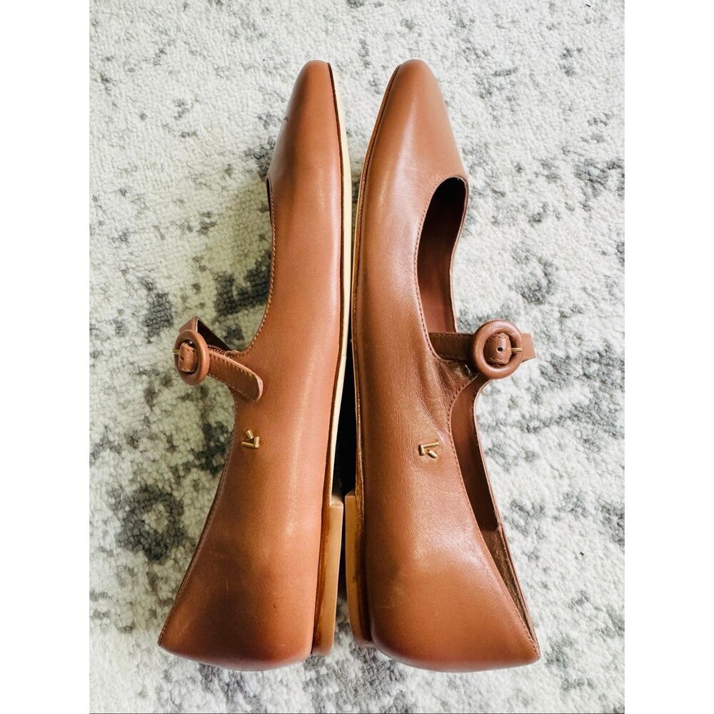 Larroudé Blair Leather Caramel Mary Jane Ballet Flat - Picture 3 of 7